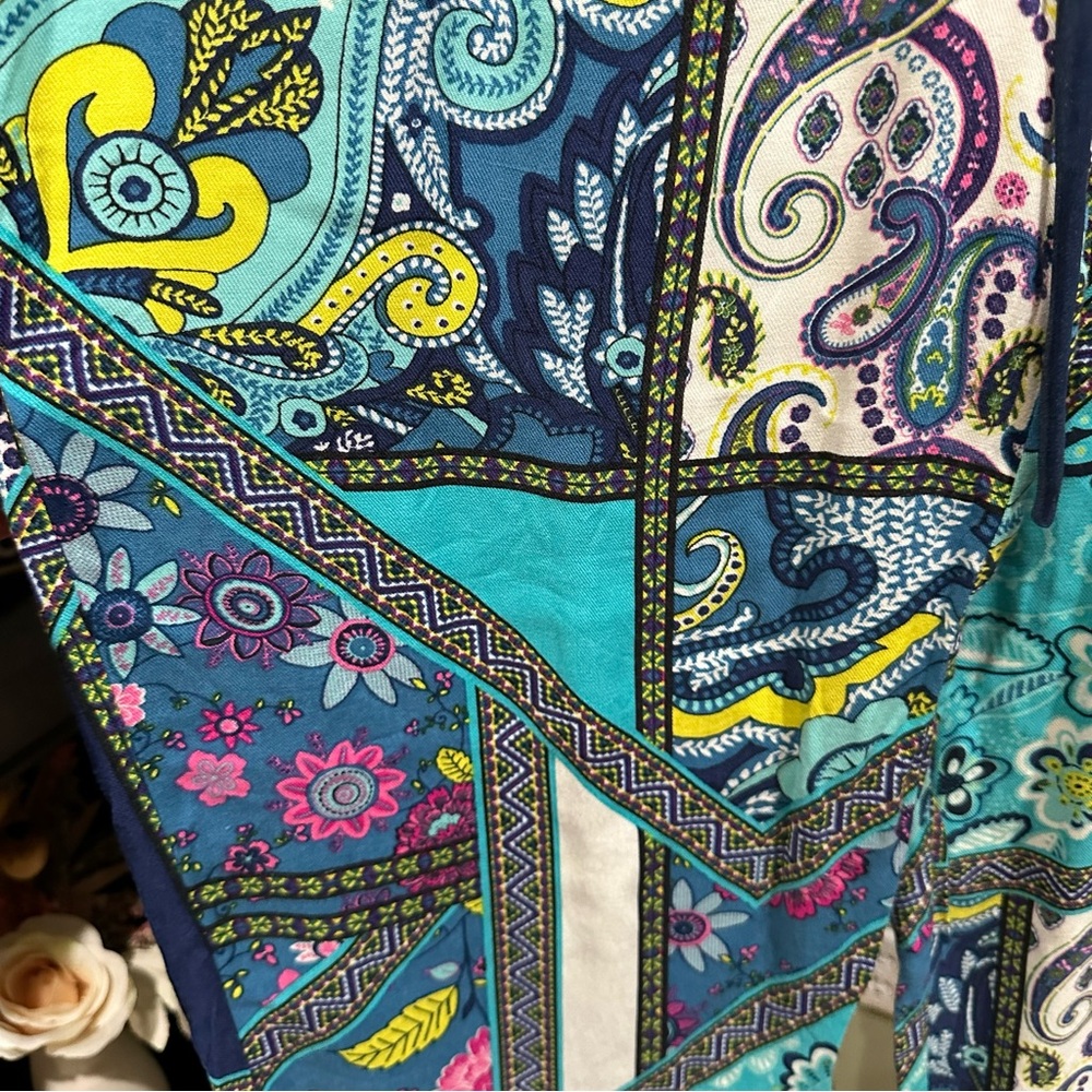 Natori Vibrant Paisley Patchwork Wide-Leg Pants – Size Small - Picture 4 of 10